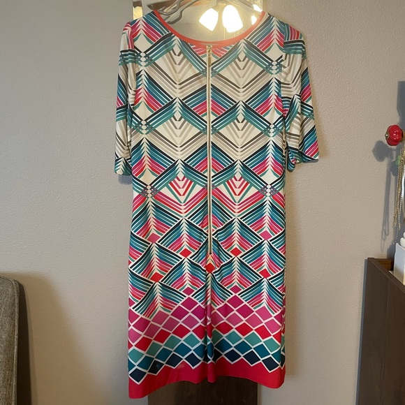 Eliza J Pink Teal and Red Jersey Dress size 6 - Picture 3 of 10